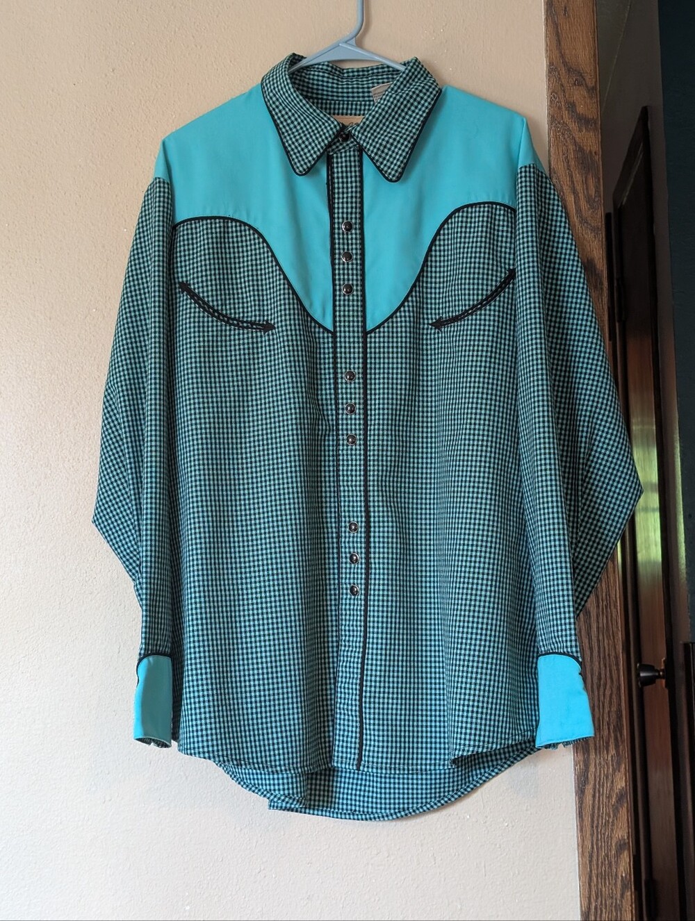 Scully Teal and Black Western Button-Up Shirt